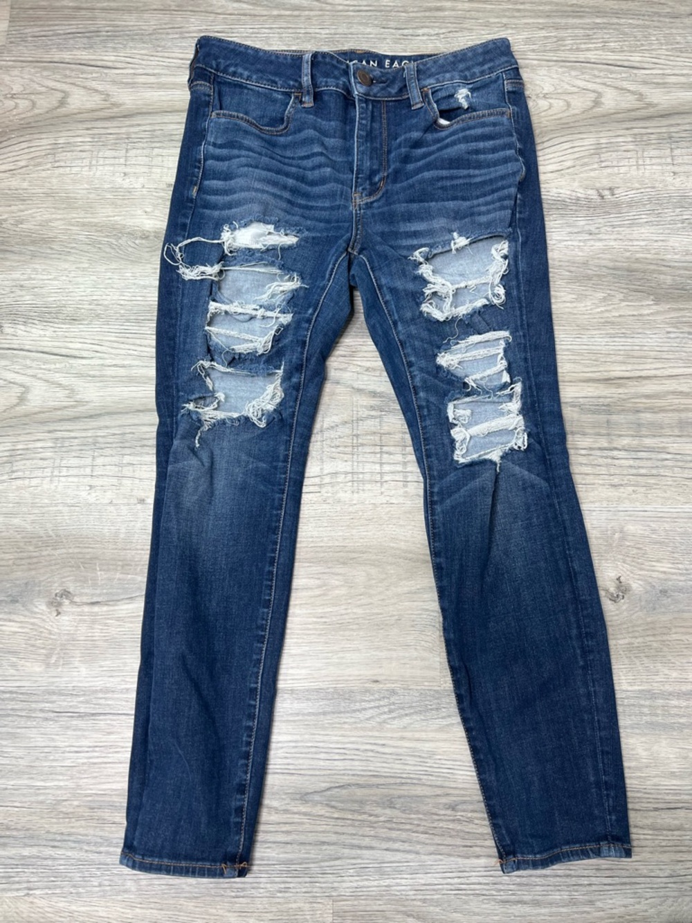 American Eagle 360 Next Level Stretch Distressed Hi Rise Jegging size 8 SHORT